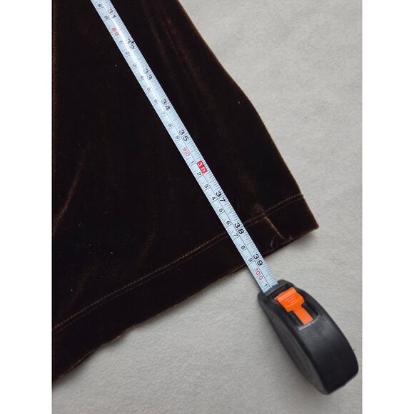 Vintage Y2K Velour Velvet Pants Notations Large Brown High Waist 90s Stretch - Picture 7 of 8